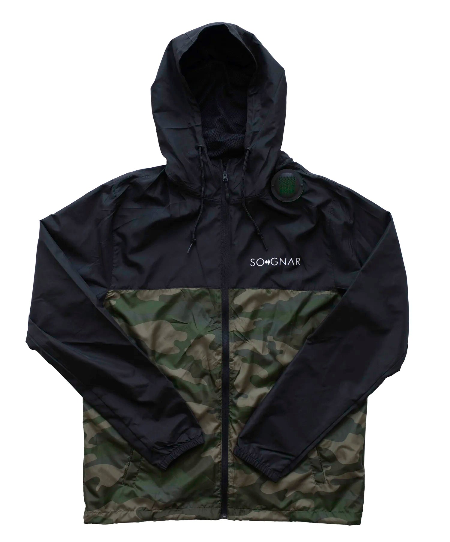 Black and camouflage jacket with 'SOGNAR' logo on a white background